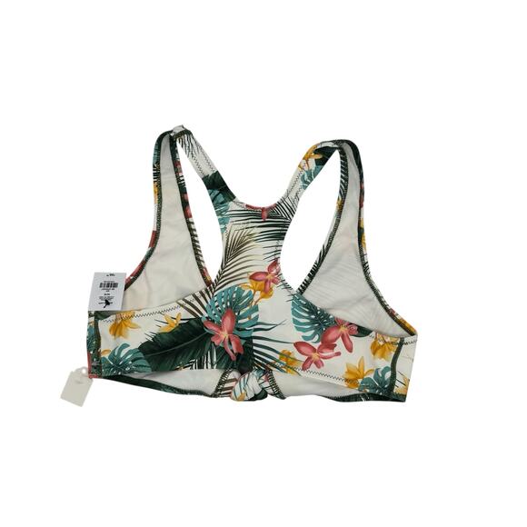 ACW Maillots Ardene *NEW* Tropical Floral Tie Front Bikini Swim Top Medium Green - Picture 1 of 3